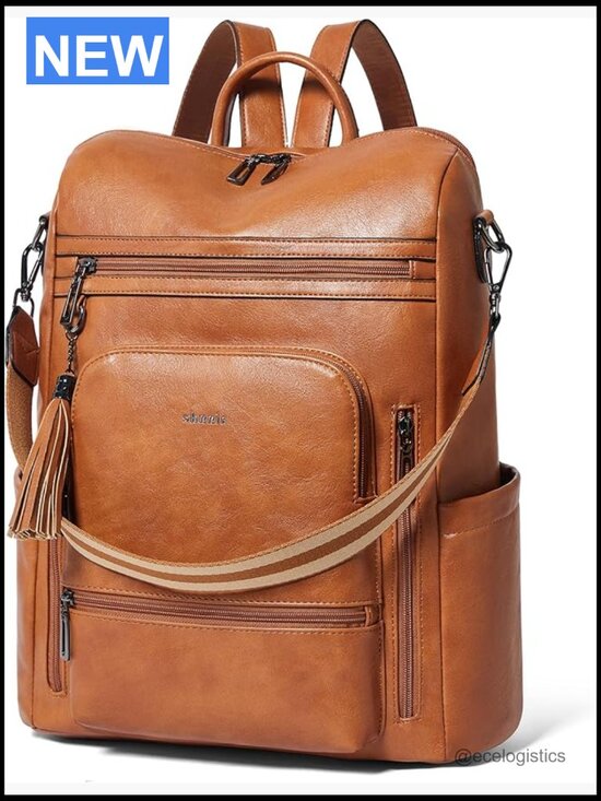 Vegan Leather Laptop Backpack 15.6 inch Work Travel Backpack main image 5